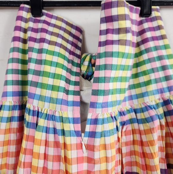 J.Crew Matching Set Button-Front Tank Top Tie-Front Midi Skirt Rainbow Gingham 6 - Picture 14 of 16